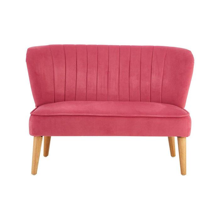 Mia Polyester Velvet 2 Seater Kids Sofa In Pink