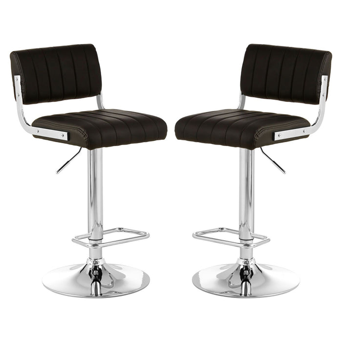 Stockholm Channel Design Black Faux Leather Bar Stools In Pair