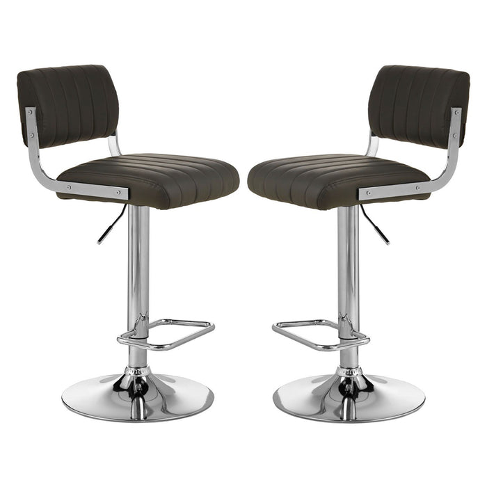 Stockholm Channel Design Grey Faux Leather Bar Stools In Pair