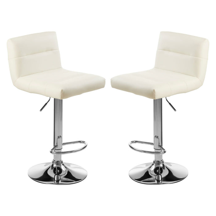 Baina White Faux Leather Bar Stool With Chrome Base In Pair