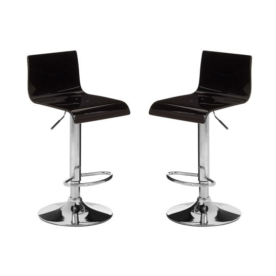 Baina Acrylic Seat Bar Stool In Black With Chrome Base In Pair