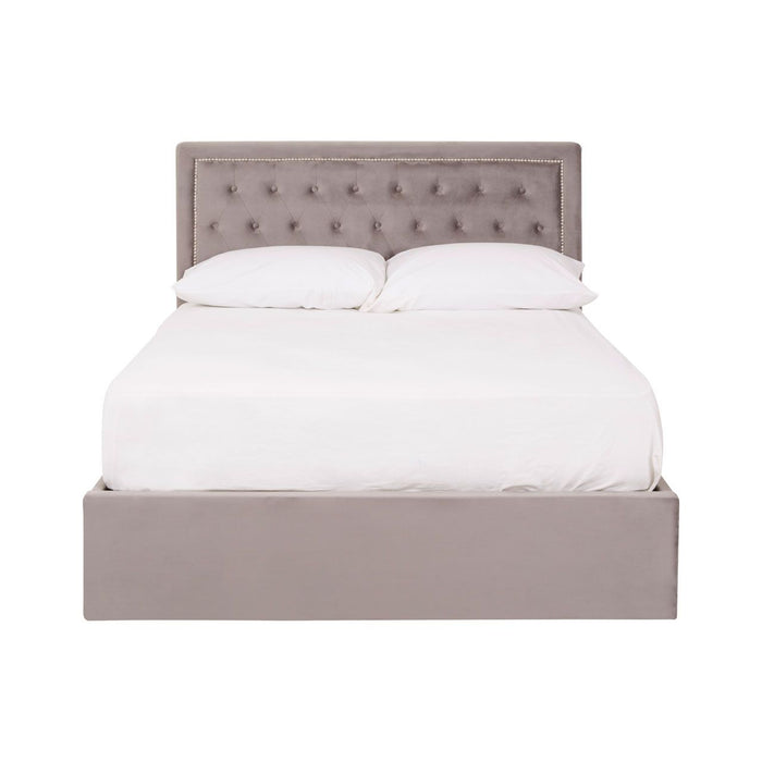 Hannah Velvet Double Bed In Brushed Steel