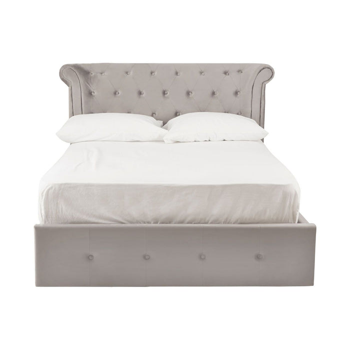 Edison Brushed Velvet Ottoman Double Bed In Steel