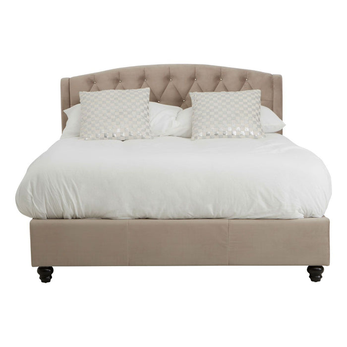 Josephine Brushed Velvet Double Bed In Beige