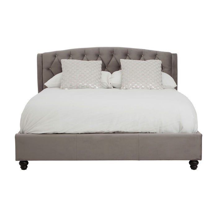 Josephine Velvet King Size Bed In Steel