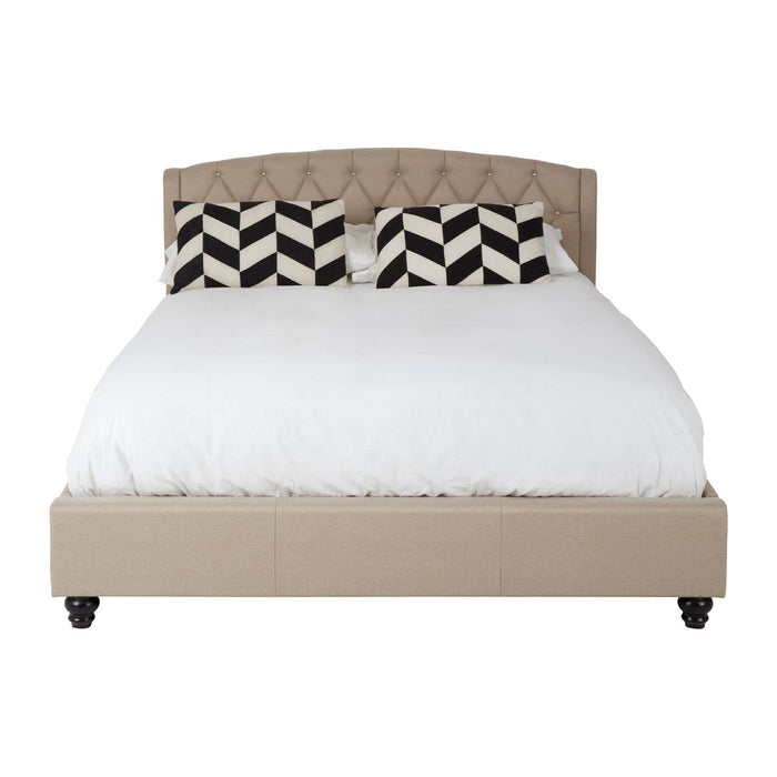 Josephine Hopsack Fabric King Size Bed In Beige