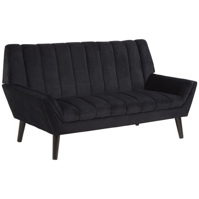 Savina Velvet 2 Seater Sofa In Black With Rubberwood Legs