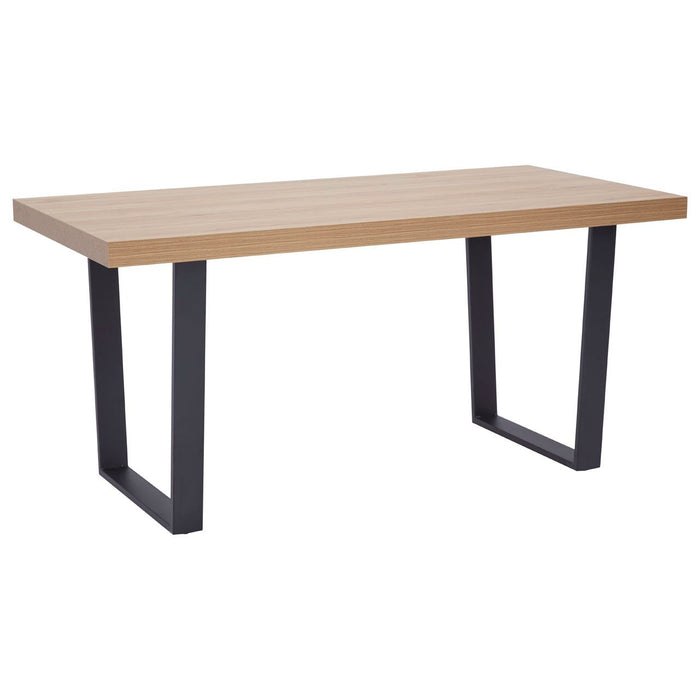 Oakton Rectangular Wooden Dining Table In Natural With Black Metal Legs