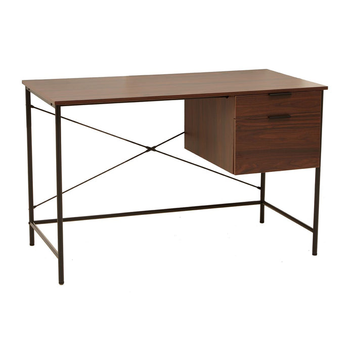 Bradbury Wooden Computer Desk With 2 Drawers In Dark Walnut