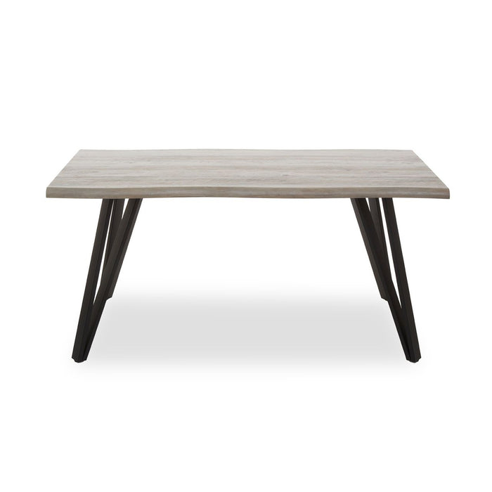 Andry Rectangular Wooden Dining Table In Grey With Black Metal Legs