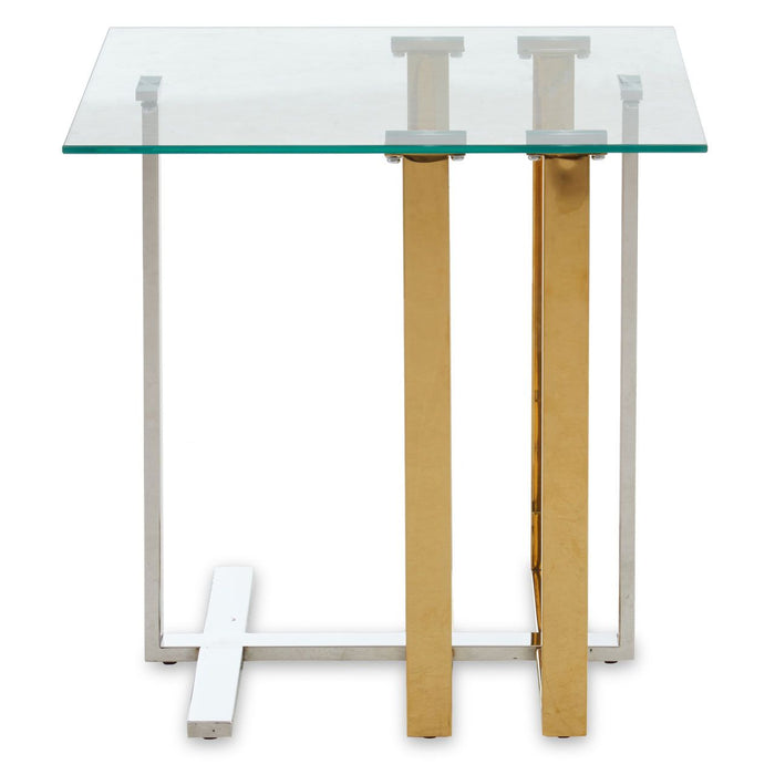 Alvea Clear Glass End Table With Gold And Silver Legs