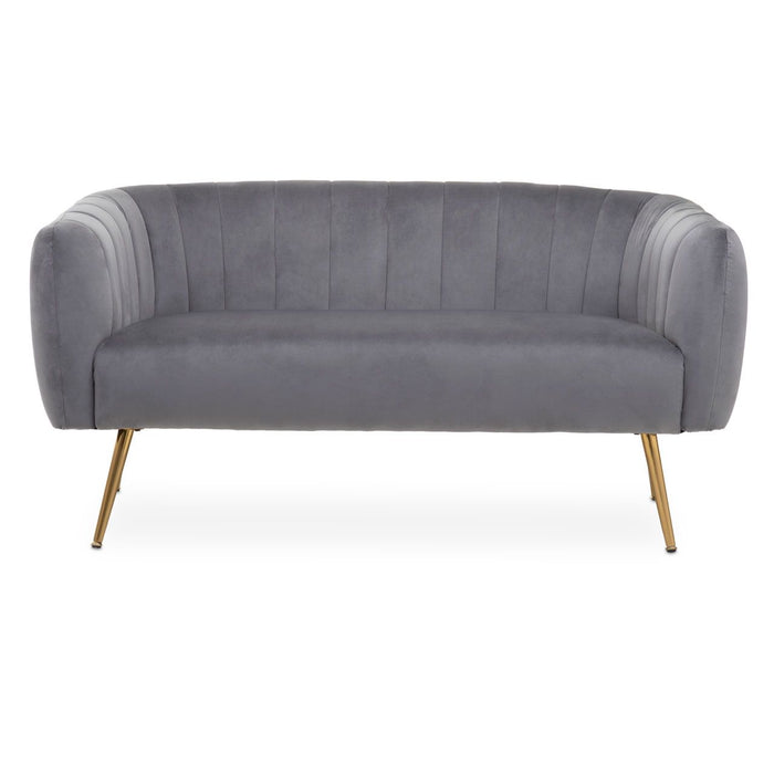 Larissa Textile Velvet 2 Seater Sofa In Grey With Warm Metallic Legs