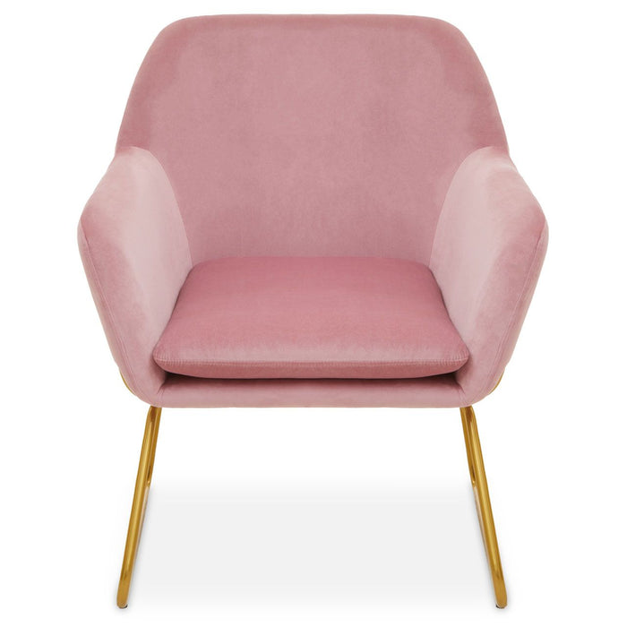 Xander Velvet Armchair In Pink With Gold Metal Frame