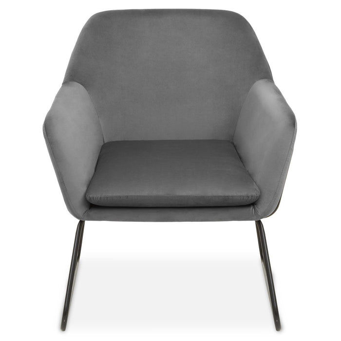 Xander Velvet Armchair In Grey With Black Metal Frame