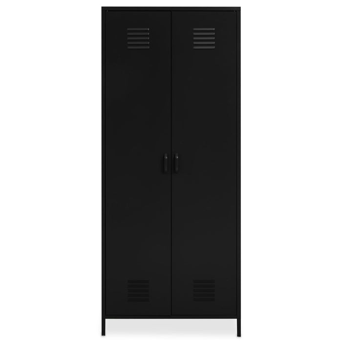 Academy Metal Wardrobe In Black With 2 Doors