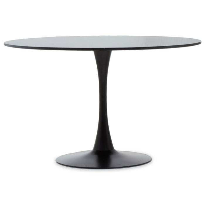 Laila Large Wooden Dining Table In Black With Metal Base