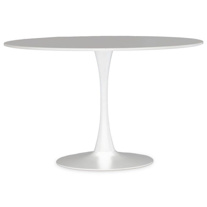 Laila Large Wooden Dining Table In White With Metal Base