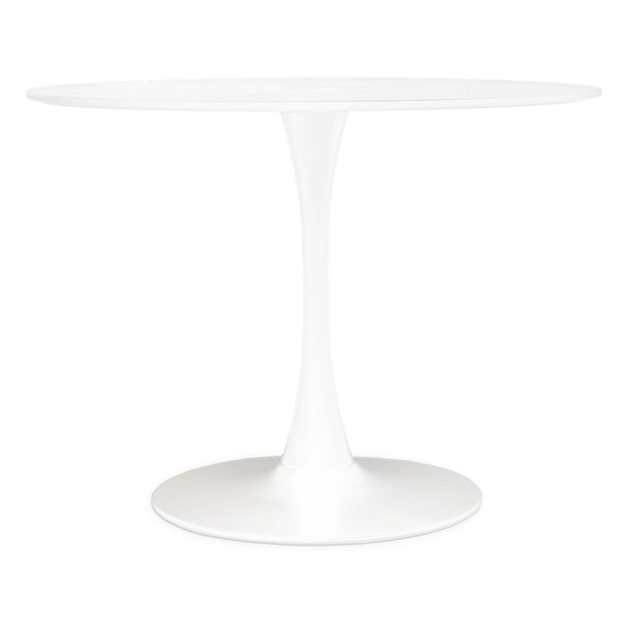 Laila Small Wooden Dining Table In White With Metal Base