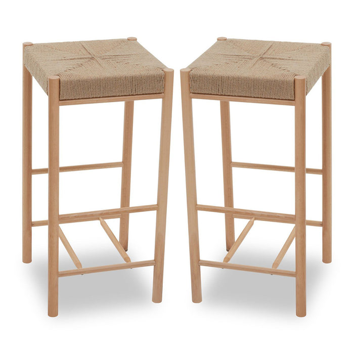 Bander Natural Wooden Bar Stools In Pair