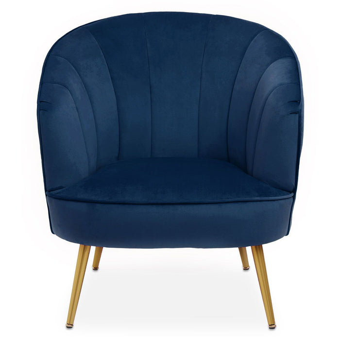 Yolanda Velvet Armchair Chair In Midnight Blue With Gold Metal Legs