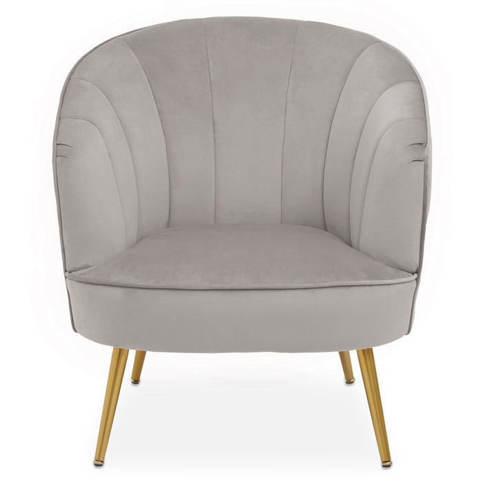 Yolanda Velvet Armchair Chair In Grey With Gold Metal Legs