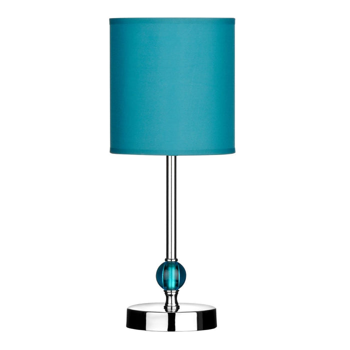 Trenkona Teal Fabric Shade Table Lamp With Chromed Metal Base