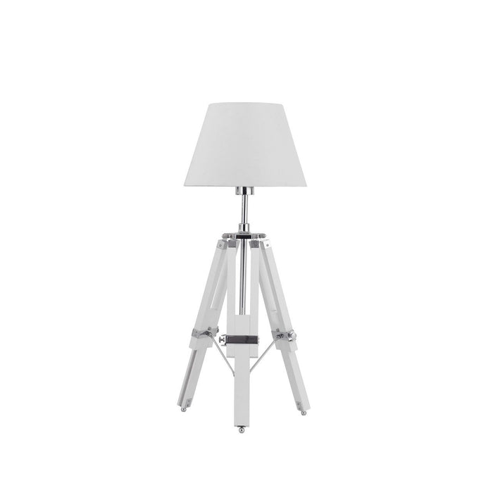 Jasper White Fabric Shade Table Lamp With Tripod Wooden Base