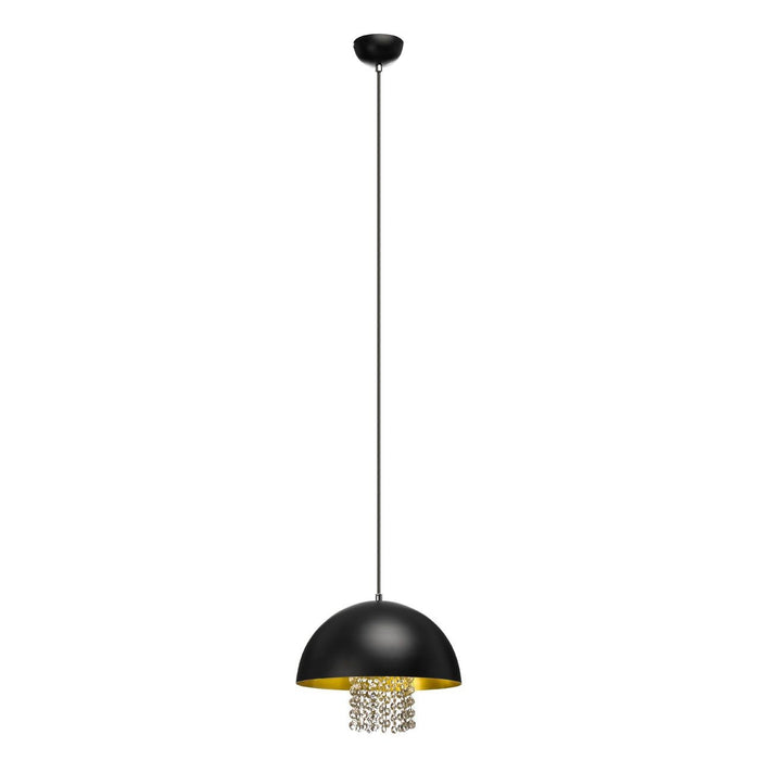 Eromen Hanging Crystals Metal Ceiling Pendant Light In Black