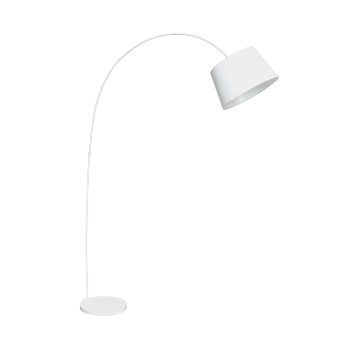 Ekontry White Fabric Shade Arched Floor Lamp With White Metal Base