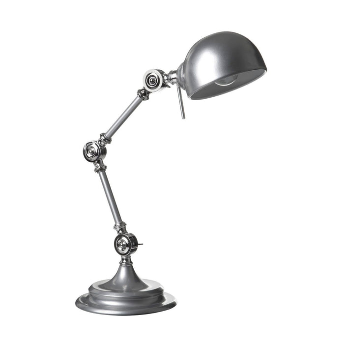 Library Adjustable Metal Table Lamp In Silver