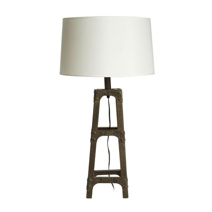 Wesla White Fabric Shade Table Lamp With Robust Metal Base