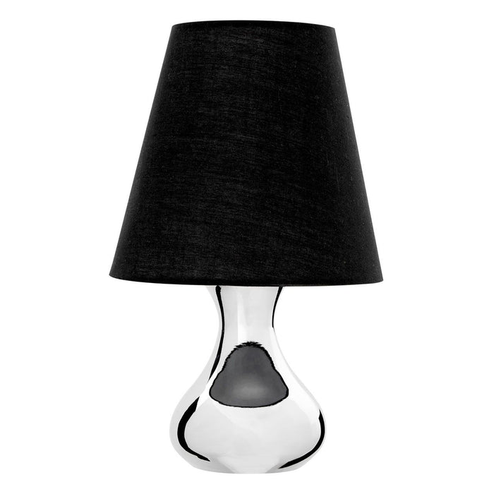 Nell Black Fabric Shade Table Lamp With Chromed Metal Base