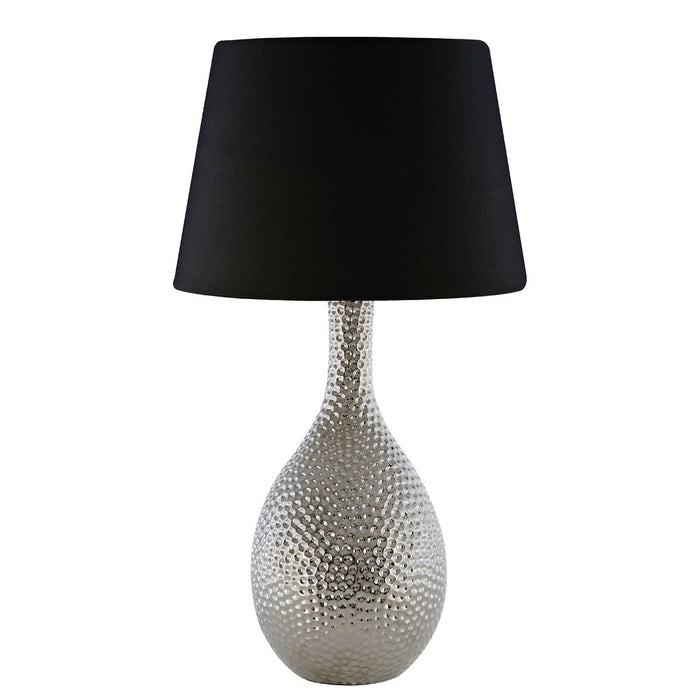 Julius Black Fabric Shade Table Lamp With Silver Ceramic Base