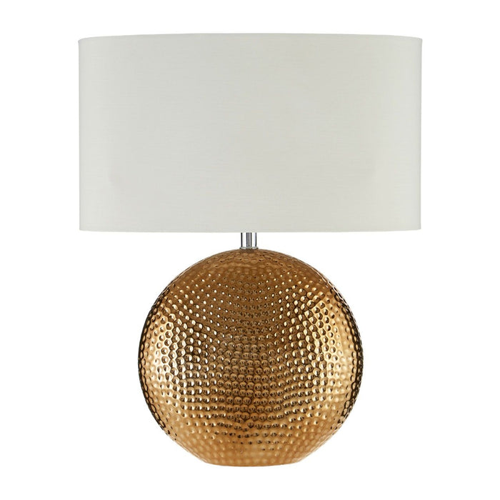 Joshua White Fabric Shade Table Lamp With Gold Ceramic Base