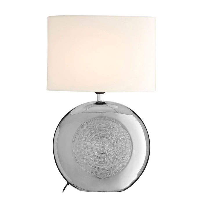 Holly White Fabric Shade Table Lamp With Silver Ceramic Base