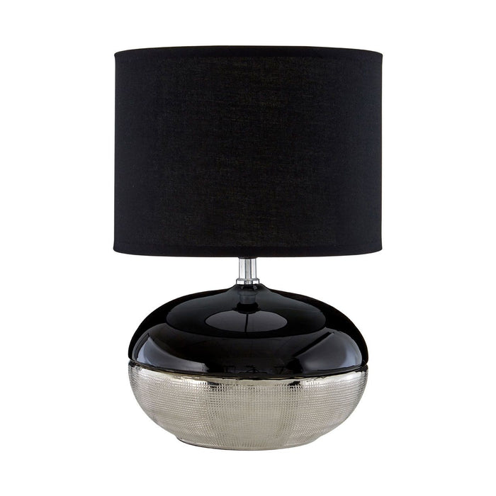 Honey Black Fabric Shade Table Lamp With Two Tone Ceramic Base