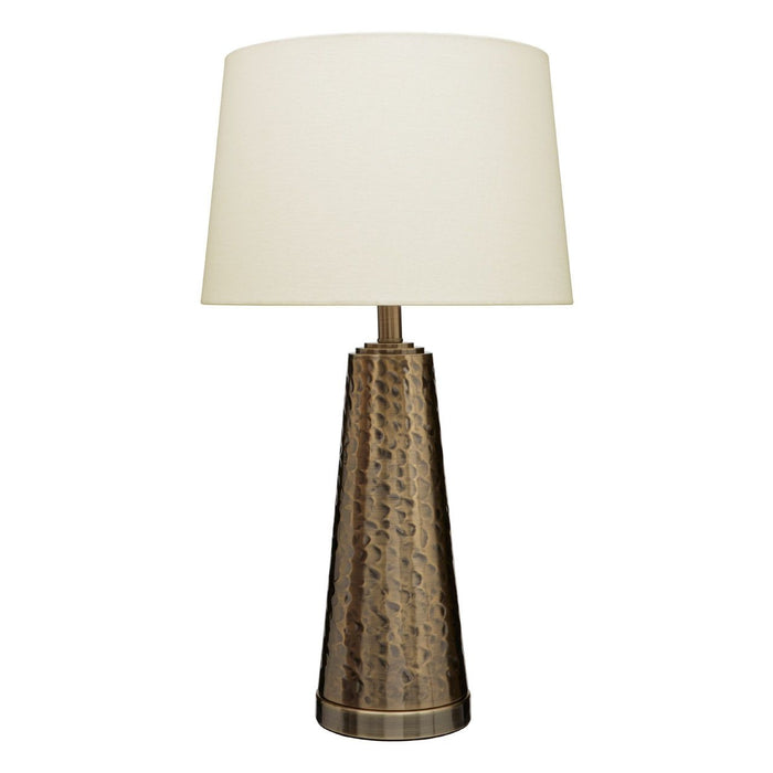 Hekan Cream Fabric Shade Table Lamp With Brass Metal Base