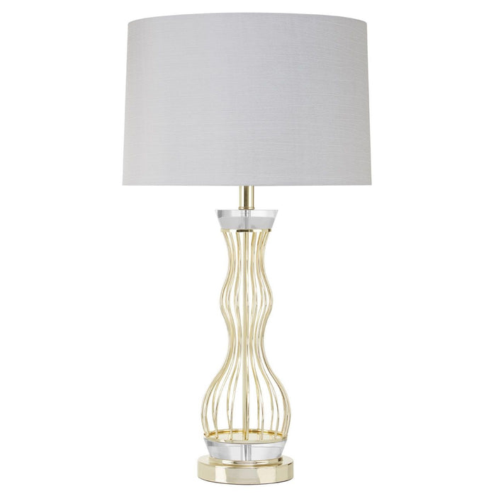 Hanna White Fabric Shade Table Lamp With Gold Wireframe Steel Base