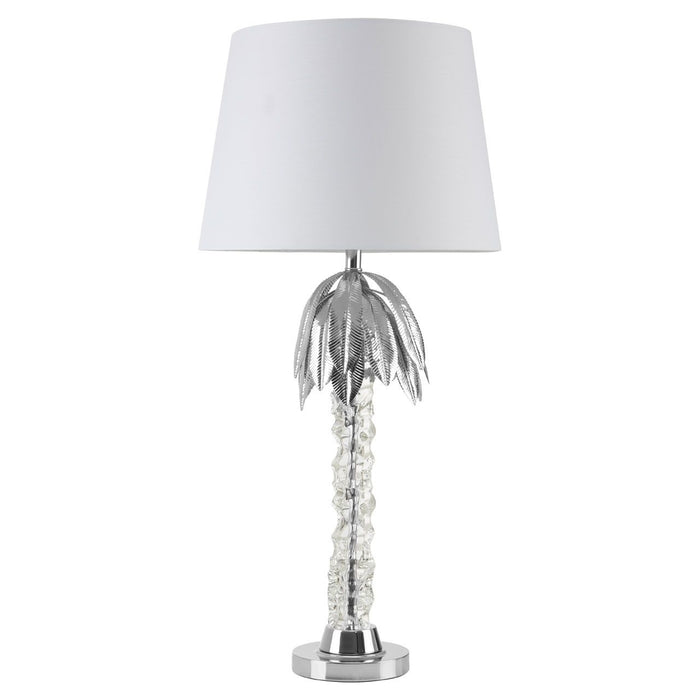 Halm White Fabric Shade Table Lamp With Aluminium Base