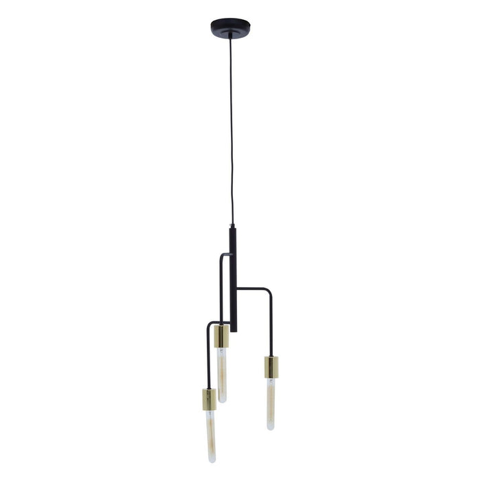 Lagona 3 Tubular Bulbs Ceiling Pendant Light In Gold And Black