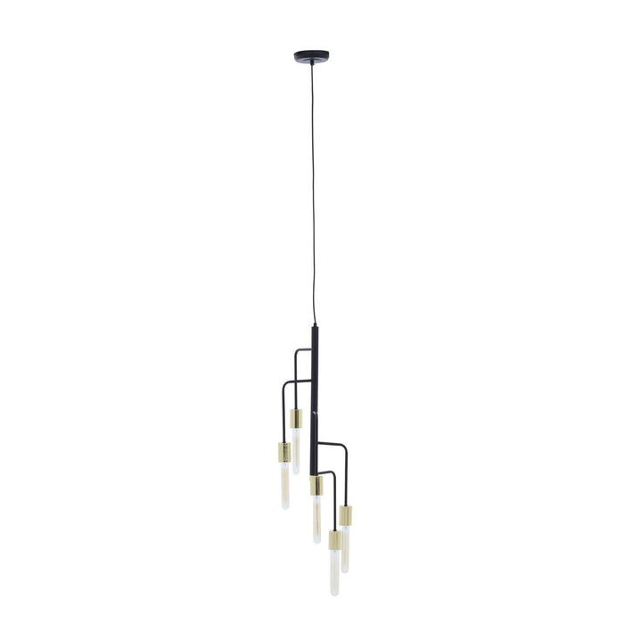 Lagona 5 Tubular Bulbs Ceiling Pendant Light In Gold And Black