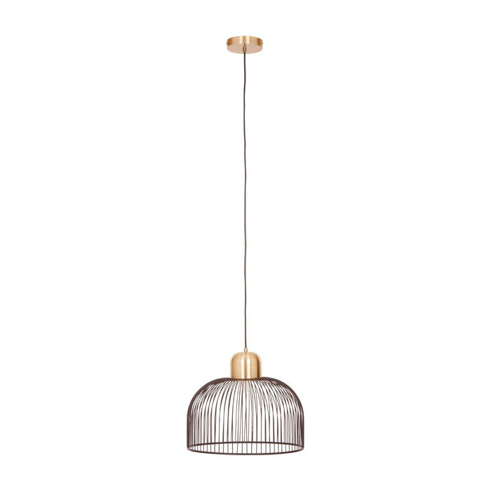 Lenno Contemporary Birdcage Ceiling Pendant Light In Black And Antique Brass