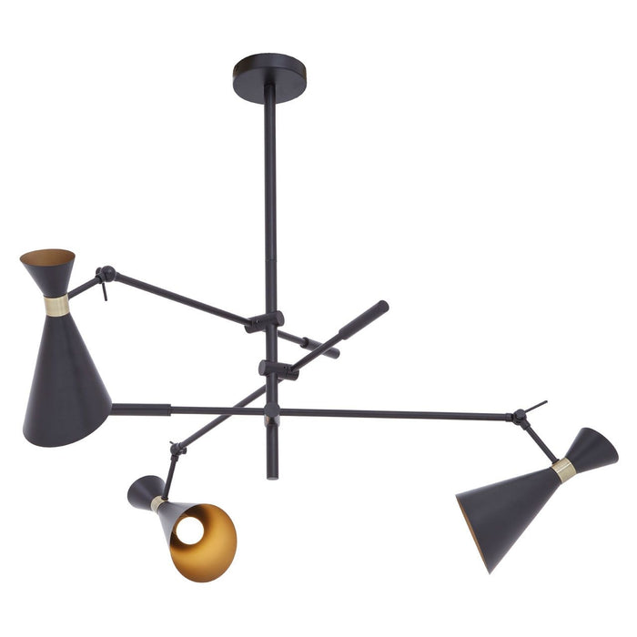 Linox 3 Metal Shade Ceiling Pendant Light In Black And Gold