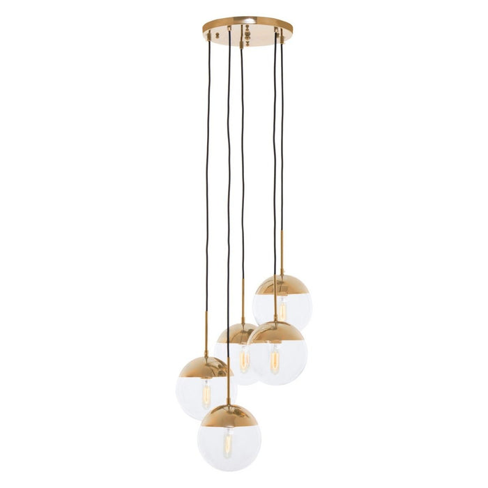 Revive Round 5 Clear Glass Shade Ceiling Pendant Light In Gold