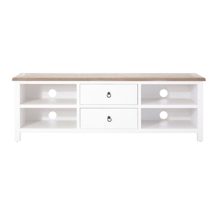 Hampstead Wooden TV Stand In White With 2 Drawers And 2 Shelves