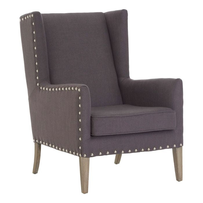 Kensington Fabric Armchair In Gunmetal Grey With Wooden Legs