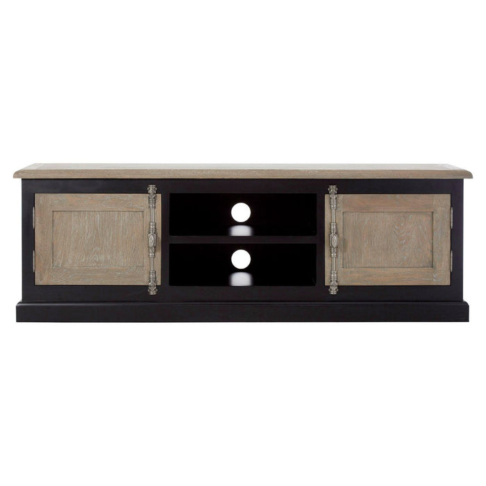 Kensington Townhouse TV Stand In Oak And Black With 2 Doors