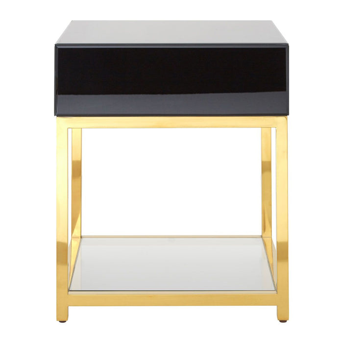 Kensington Townhouse Black Glass End Table In Black