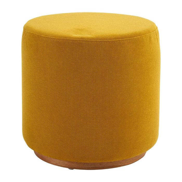 Kolding Round Soft Fabric Stool In Yellow