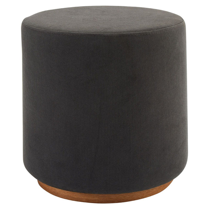 Kolding Round Soft Fabric Stool In Grey